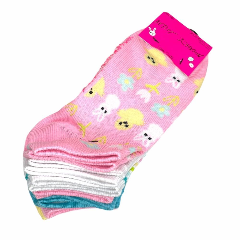 Betsey Johnson Easter Low Cut Socks Pink Blue 10 Pairs